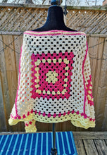 Load image into Gallery viewer, Granny Square Crochet PONCHO, Retro Poncho, Vintage Reversible Poncho
