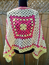 Load image into Gallery viewer, Granny Square Crochet PONCHO, Retro Poncho, Vintage Reversible Poncho