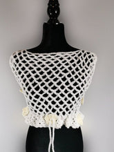 Load image into Gallery viewer, Flower Power Crop Top, White Cover Up by Claudia's Crochet Creations