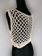 Load image into Gallery viewer, Flower Power Crop Top, Soft Ecru Cotton Cover Up by Claudia's Crochet Creations