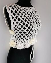 Load image into Gallery viewer, Flower Power Crop Top, White Cover Up by Claudia's Crochet Creations