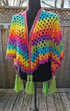 Load image into Gallery viewer, Rainbow Fairy Coat, Gypsy Shawl, Elven Shawl, Fantasy Shawl, Cosplay Costume, Medieval Costume