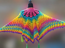 Load image into Gallery viewer, Rainbow Fairy Coat, Gypsy Shawl, Elven Shawl, Fantasy Shawl, Cosplay Costume, Medieval Costume