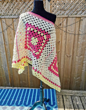 Load image into Gallery viewer, Granny Square Crochet PONCHO, Retro Poncho, Vintage Reversible Poncho