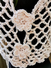 Load image into Gallery viewer, Flower Power Crop Top, Soft Ecru Cotton Cover Up by Claudia's Crochet Creations