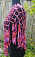 Load image into Gallery viewer, Pink & Purple Ribbon Crochet Poncho