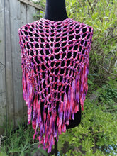 Load image into Gallery viewer, Pink & Purple Ribbon Crochet Poncho