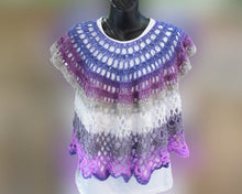 Load image into Gallery viewer, Lacy Crochet Top, Purple Ruffle Top
