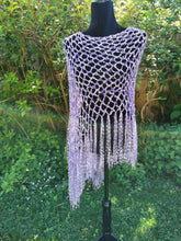 Load image into Gallery viewer, Light Purple, Lilac Diagonal Crochet Poncho