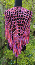 Load image into Gallery viewer, Pink & Purple Ribbon Crochet Poncho