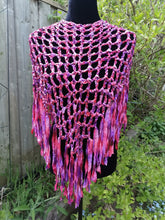 Load image into Gallery viewer, Pink & Purple Ribbon Crochet Poncho