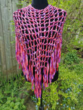 Load image into Gallery viewer, Pink & Purple Ribbon Crochet Poncho