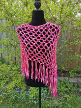 Load image into Gallery viewer, Raspberry Pink, Soft Ribbon Crochet Poncho