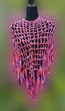 Load image into Gallery viewer, Pink & Purple Ribbon Crochet Poncho