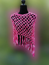 Load image into Gallery viewer, Raspberry Pink, Soft Ribbon Crochet Poncho