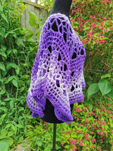 Load image into Gallery viewer, Fire and Ice PURPLE Crochet Poncho, Variegated Poncho/Cape