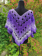 Load image into Gallery viewer, Fire and Ice PURPLE Crochet Poncho, Variegated Poncho/Cape