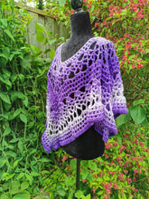 Load image into Gallery viewer, Fire and Ice PURPLE Crochet Poncho, Variegated Poncho/Cape