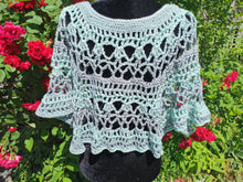 Load image into Gallery viewer, Crochet Cape, Fresh Mint Cape, Green Poncho