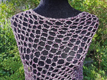 Load image into Gallery viewer, Pink and Grey Diagonal Crochet Poncho, Poncho with fringe, Light Poncho