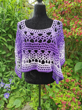 Load image into Gallery viewer, Fire and Ice PURPLE Crochet Poncho, Variegated Poncho/Cape
