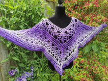 Load image into Gallery viewer, Fire and Ice PURPLE Crochet Poncho, Variegated Poncho/Cape