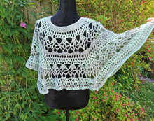 Load image into Gallery viewer, Crochet Cape, Fresh Mint Cape, Green Poncho
