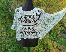 Load image into Gallery viewer, Crochet Cape, Fresh Mint Cape, Green Poncho