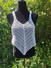 Load image into Gallery viewer, Crocheted CROP Tank Top, White Cover Up