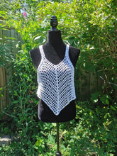 Load image into Gallery viewer, Crocheted CROP Tank Top, White Cover Up