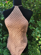 Load image into Gallery viewer, Kylie Jenner inspired Crochet Top, Backless Diamond Top, Diamond Halter Top
