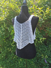 Load image into Gallery viewer, Crocheted CROP Tank Top, White Cover Up
