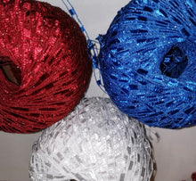 Load image into Gallery viewer, Red, White and Blue Diagonal Crochet Poncho