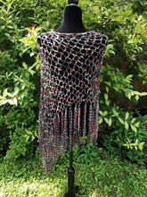Load image into Gallery viewer, Gems & Black Diagonal Crochet Poncho
