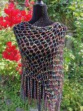 Load image into Gallery viewer, Gems & Black Diagonal Crochet Poncho
