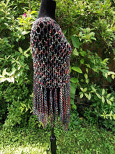 Load image into Gallery viewer, Gems & Black Diagonal Crochet Poncho