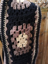 Load image into Gallery viewer, Brown Unisex Scarf, Scarf for Him, Extra Long Crochet Scarf, Granny Square Scarf