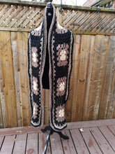 Load image into Gallery viewer, Brown Unisex Scarf, Scarf for Him, Extra Long Crochet Scarf, Granny Square Scarf