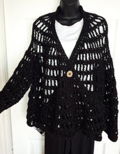 Load image into Gallery viewer, Black and Gold Cardigan, Crochet Cardigan