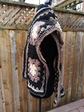 Load image into Gallery viewer, Brown Unisex Scarf, Scarf for Him, Extra Long Crochet Scarf, Granny Square Scarf