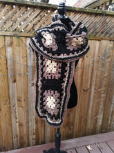 Load image into Gallery viewer, Brown Unisex Scarf, Scarf for Him, Extra Long Crochet Scarf, Granny Square Scarf

