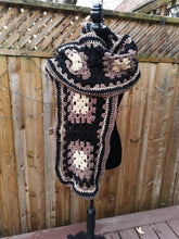 Load image into Gallery viewer, Brown Unisex Scarf, Scarf for Him, Extra Long Crochet Scarf, Granny Square Scarf