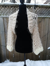 Load image into Gallery viewer, Soft Cocoon Shrug Set, Off White, Hygge Bolero Set, Beige Shrug, Hat & Cowl Set