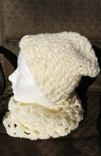 Load image into Gallery viewer, Soft Cocoon Shrug Set, Off White, Hygge Bolero Set, Beige Shrug, Hat & Cowl Set