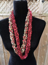 Load image into Gallery viewer, Red and Gold Scarf, Infinity Scarf, Travel Scarf, all season Wrap
