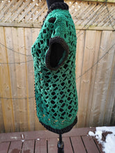 Load image into Gallery viewer, Open Lace Green and Black Crochet Vest