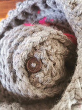 Load image into Gallery viewer, Chunky Hat with Heart, XL Adult Hat, Handmade crochet Heart Hat with Pompoms