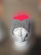 Load image into Gallery viewer, Chunky Hat with Heart, Large Adult Hat, Handmade crochet Heart Hat with Pompom