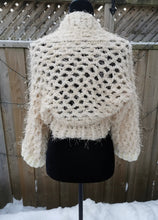 Load image into Gallery viewer, Soft Cocoon Shrug Set, Off White, Hygge Bolero Set, Beige Shrug, Hat & Cowl Set