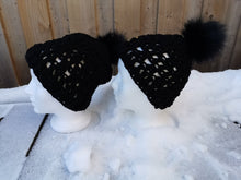 Load image into Gallery viewer, Mommy and Me Chunky Hats with Pompom Set, Adult and Child Hats, Handmade Hat Set